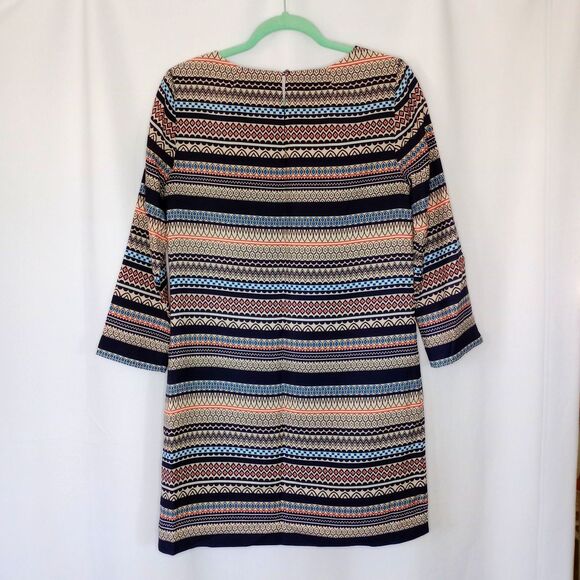J.Crew Retro Mini Shift Dress 3/4 Sleeves Colorful Striped Lined sz: 4 - Picture 2 of 6